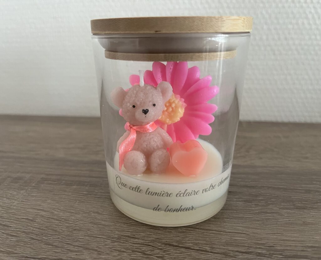 Bougie personnalisée en pot de bambou - fille