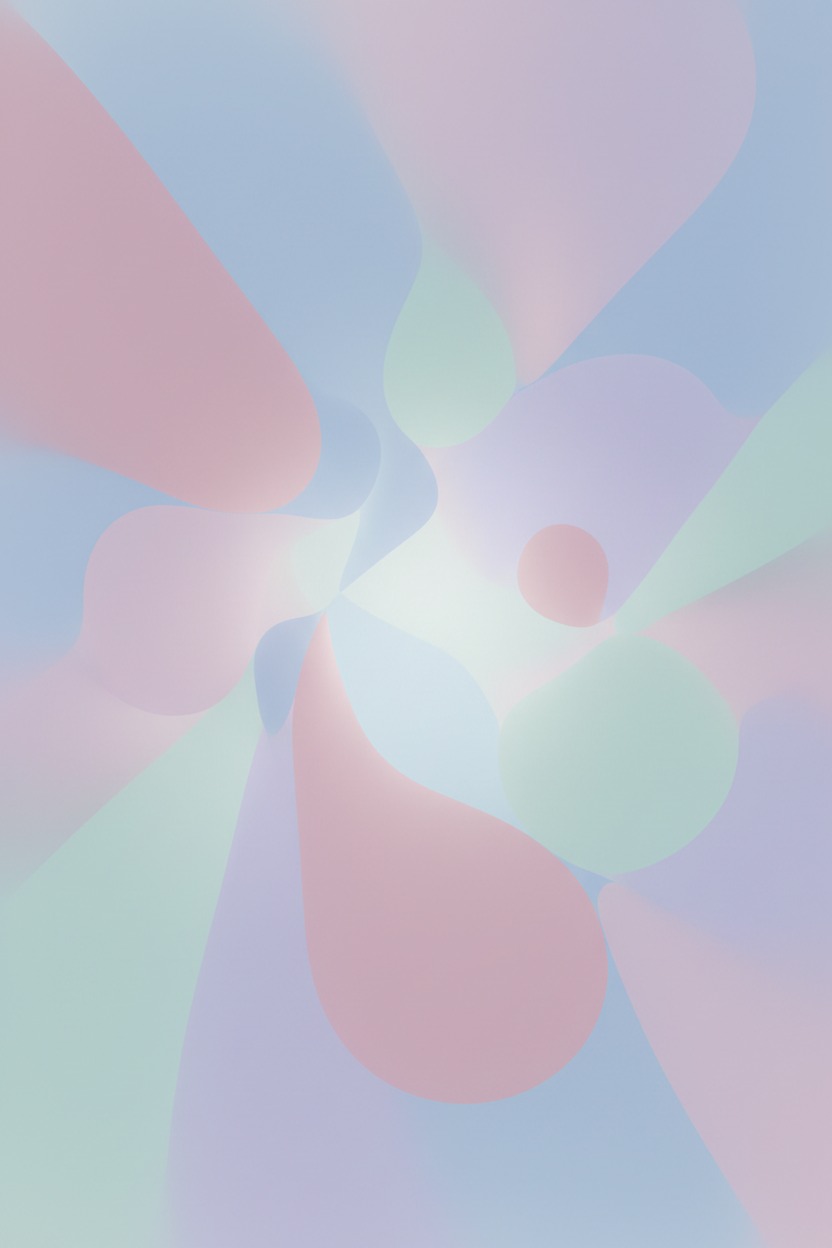 Arrière-plan abstrait présentant des formes pastel douces qui se chevauchent dans des nuances de rose, bleu et vert.
